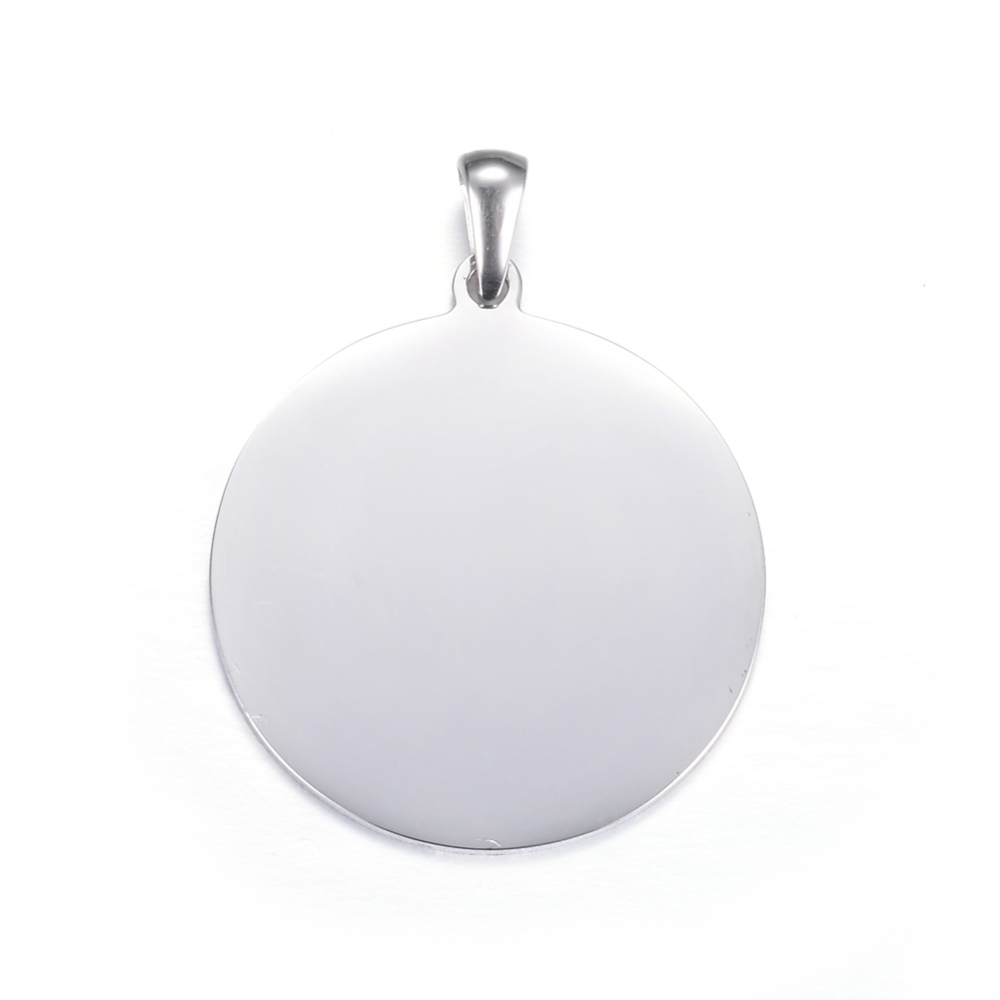 PandaHall 304 Stainless Steel Pendants, Blank Stamping Tag, Flat Round, Stainless Steel Color, 33x30x1mm, Hole: 7x3mm Stainless Steel Flat...