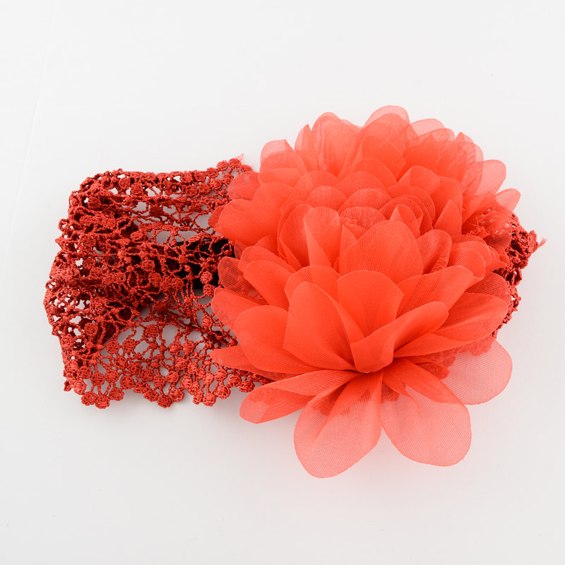 PandaHall Cute Elastic Baby Girl Headbands, Cloth Flower Baby Headbands, Red, 120mm Cloth Red