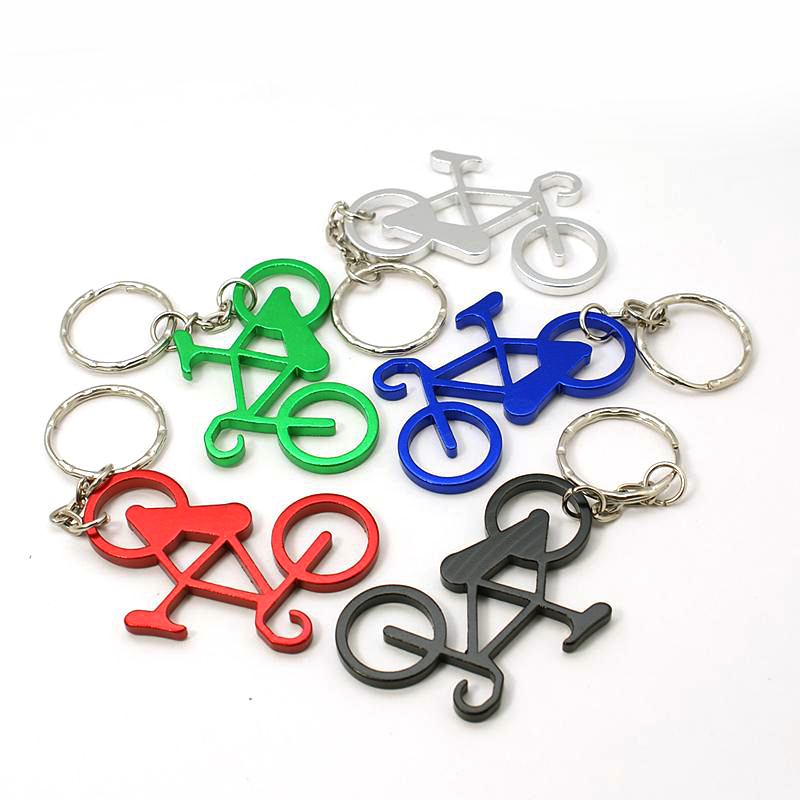 PandaHall Aluminum Alloy Bottle Openners, with Iron Rings, Bicycle, Mixed Color, 105mm Alloy Vehicle