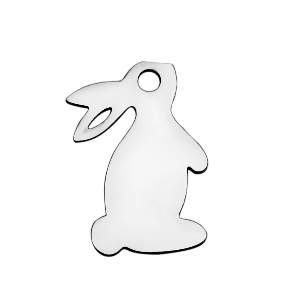 PandaHall 304 Stainless Steel Charms, Rabbit, Stainless Steel Color, 13.7x13x1mm, Hole: 1.5mm Stainless Steel Rabbit