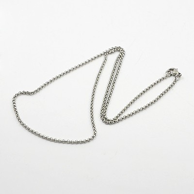 PandaHall Rolo Chain Necklace for Men, 304 Stainless Steel Necklaces, with Lobster Claw Clasps, Stainless Steel Color, 17.7"(45cm); 2mm...