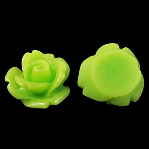 PandaHall 50Pcs Flower Flatback Resin Cabochons, GreenYellow, 10mm in diameter, 6.5mm thick, bottom diameter: about 7.5~8mm. Resin Flower...