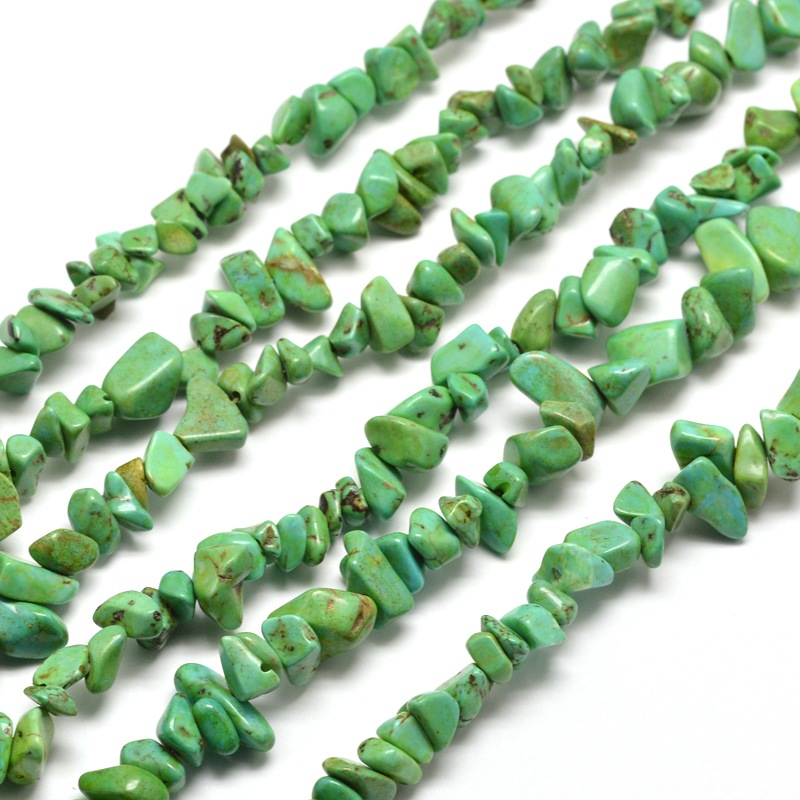 PandaHall Green Turquoise Chip Bead Strands, Dyed, 5~8x5~8mm, Hole: 1mm; about 31.5" Synthetic Turquoise Chip