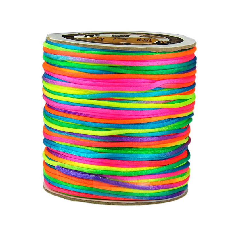 PandaHall Nylon Thread, Colorful, 2mm, 100m/roll Nylon