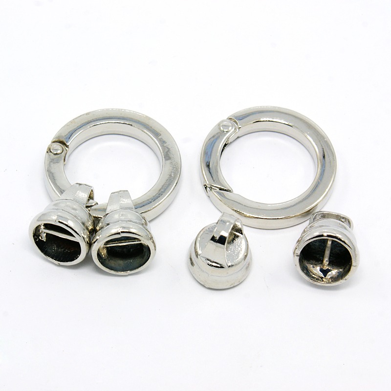 PandaHall Brass Spring Gate Rings, O Rings, Platinum, Ring: 26x4mm; Terminators: 12x15mm, Hole: 10mm Brass