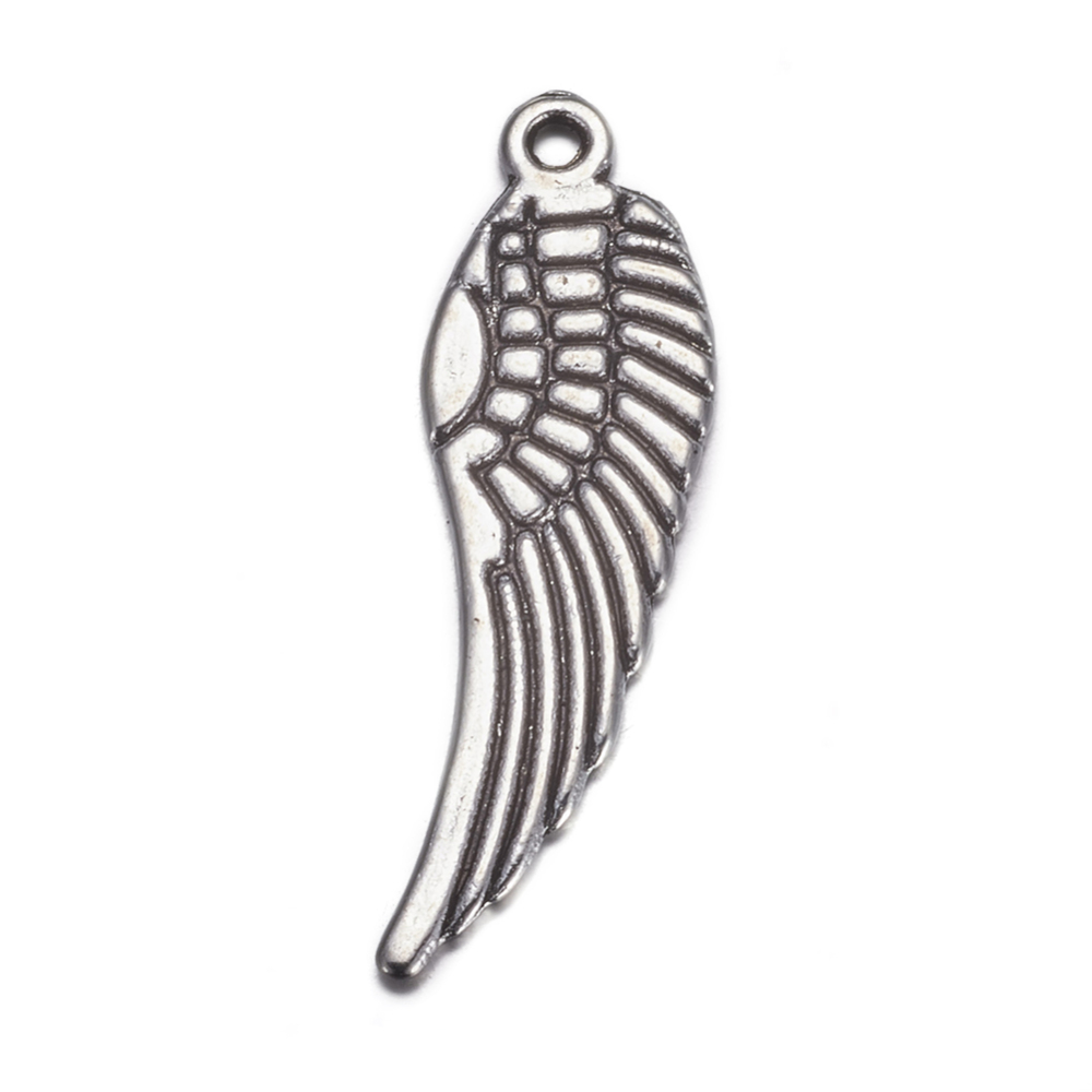 PandaHall Tibetan Style Pendants, Lead Free and Cadmium Free, Wing, Antique Silver, Size: about 30mm long, 9mm wide, 1.5mm thick, hole: 1mm...