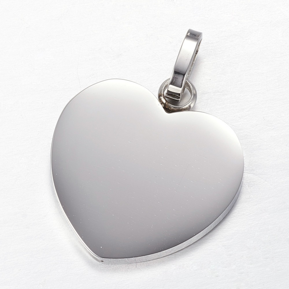 PandaHall 304 Stainless Steel Blank Stamping Tag Pendants, Heart, Stainless Steel Color, 28x26x2mm, Hole: 5x8mm Stainless Steel Heart