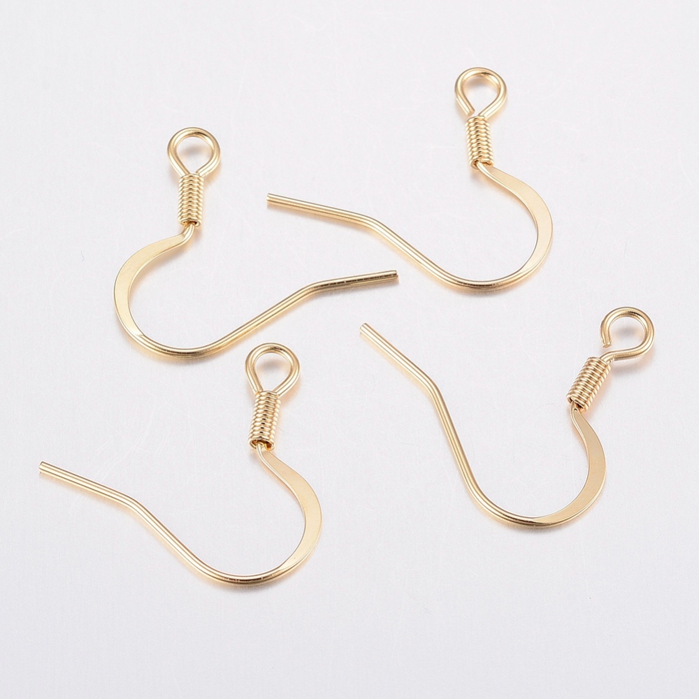 PandaHall 304 Stainless Steel Earring Hooks, Golden, 17x18.5x1.5mm, Hole: 2.5mm; Pin: 0.8mm Stainless Steel