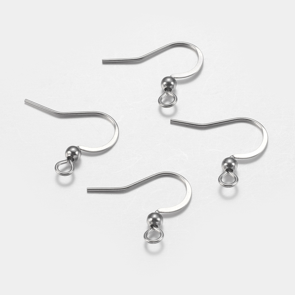 PandaHall 304 Stainless Steel Earring Hooks, Stainless Steel Color, 16x19x3mm, Hole: 2mm; Pin: 0.6mm Stainless Steel