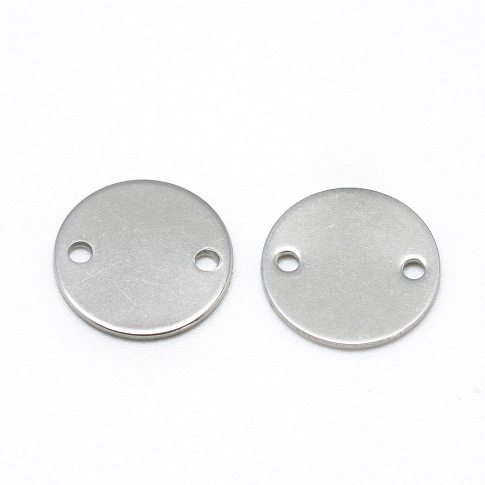 PandaHall 304 Stainless Steel Links, Stainless Steel Color, 12x1mm, Hole: 1mm Stainless Steel Flat Round