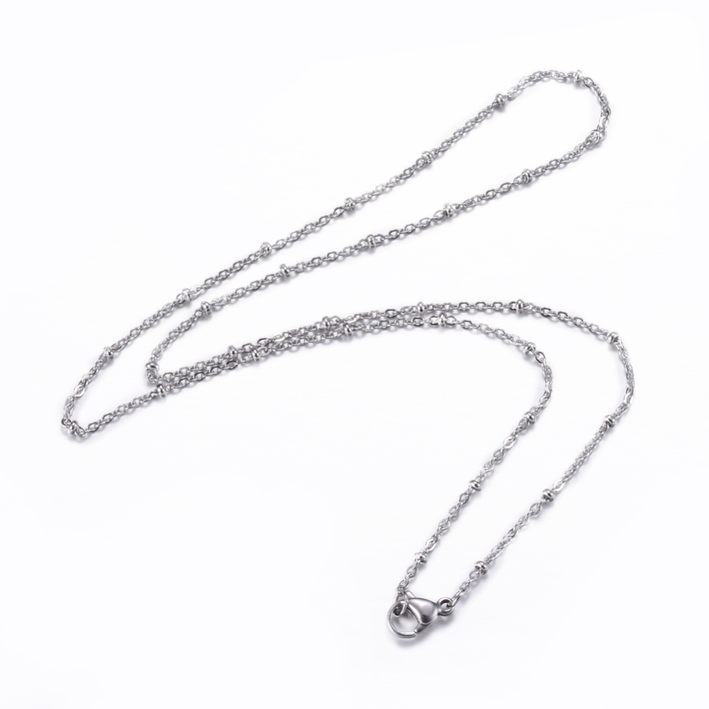 PandaHall 304 Stainless Steel Cable Chain Necklaces, with Lobster Claw Clasps, Stainless Steel Color, 17.91"(45.5cm); 1.5mm Stainless Steel