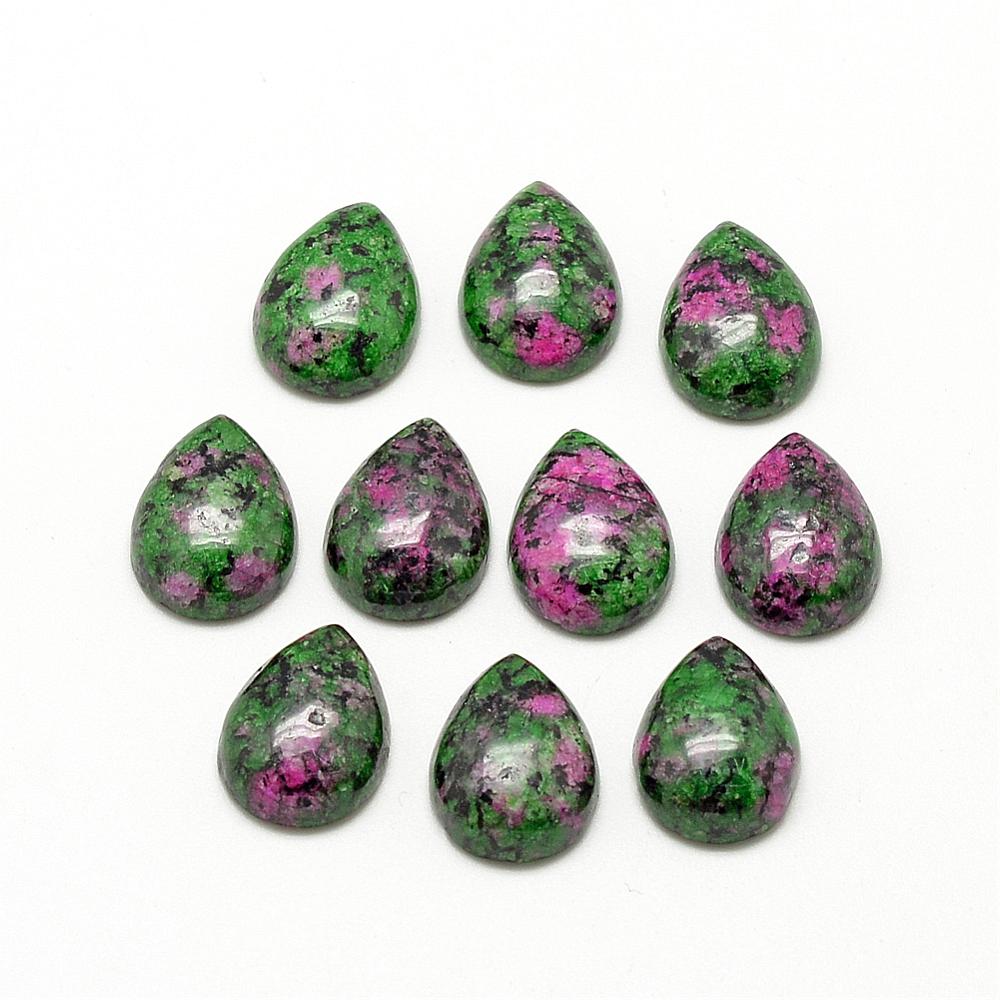 PandaHall Natural Ruby in Zoisite Cabochons, Drop, 13~14x9~10x5mm Ruby in Zoisite Drop