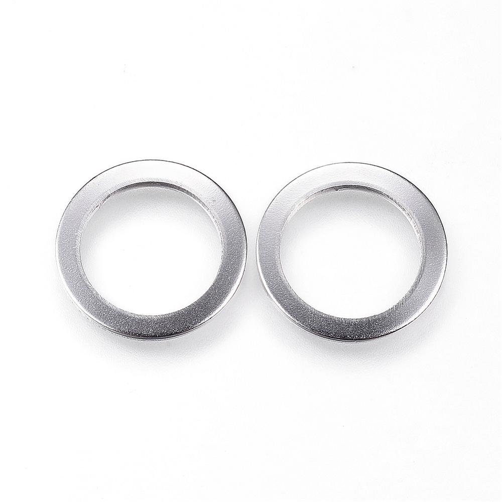 PandaHall 304 Stainless Steel Linking Rings, Stainless Steel Color, 15x1mm Stainless Steel Ring