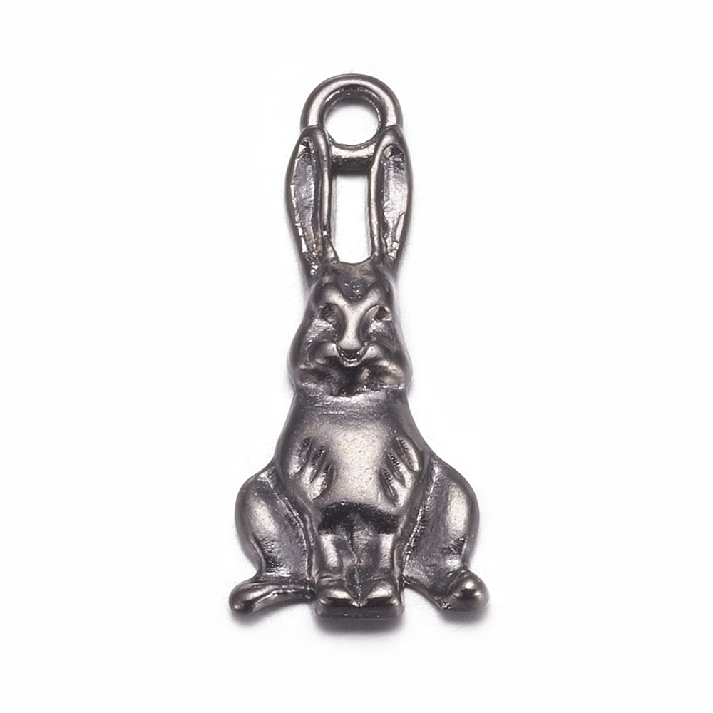 PandaHall Metal Alloy Pendants, Lead Free and Cadmium Free, Easter Rabbit, Gunmetal, 25x10x5mm, hole: 2mm Alloy Rabbit