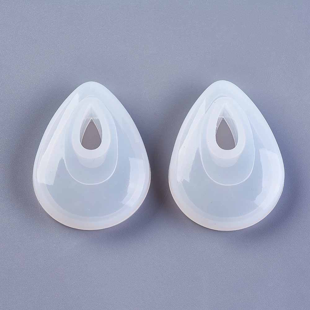 PandaHall Silicone Moulds, Drop, Clear, 52x39x13mm, Hole: 8x16mm; Inner Size: 43x30mm Silicone Clear