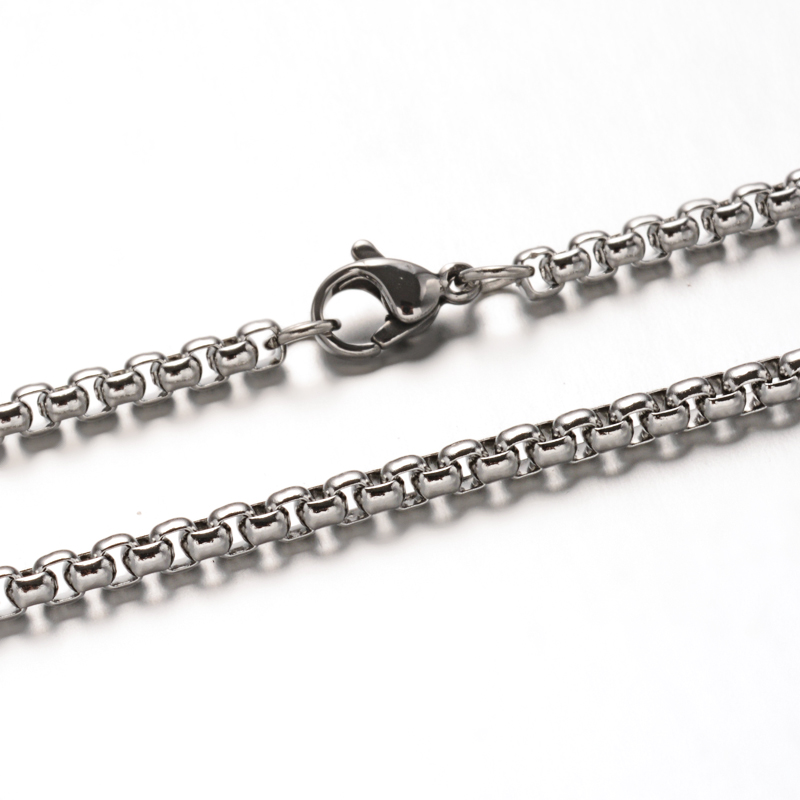 PandaHall 304 Stainless Steel Box Chain Necklaces, Stainless Steel Color, 31.89"(81cm) Stainless Steel