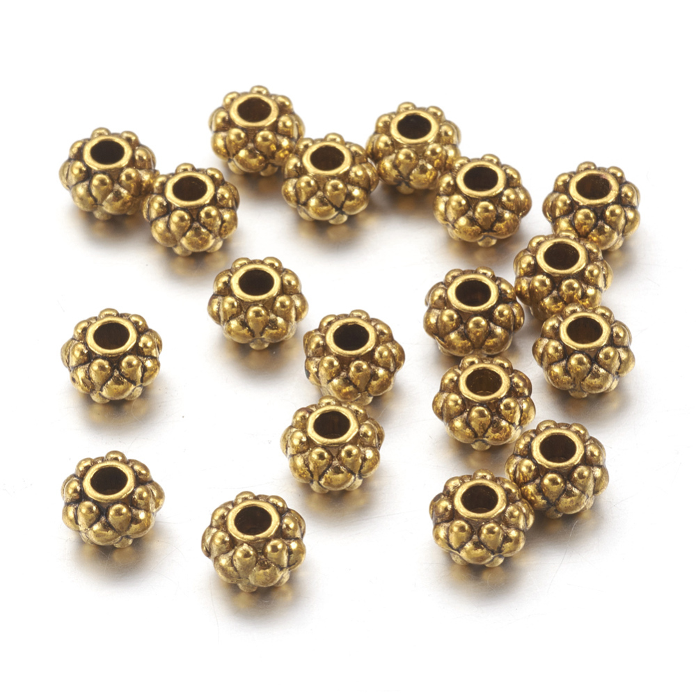 PandaHall Tibetan Style Bead Spacers, Antique Golden Color, Lead Free & Nickel Free & Cadmium Free, Gear, Size: about 6.5mm in diameter...