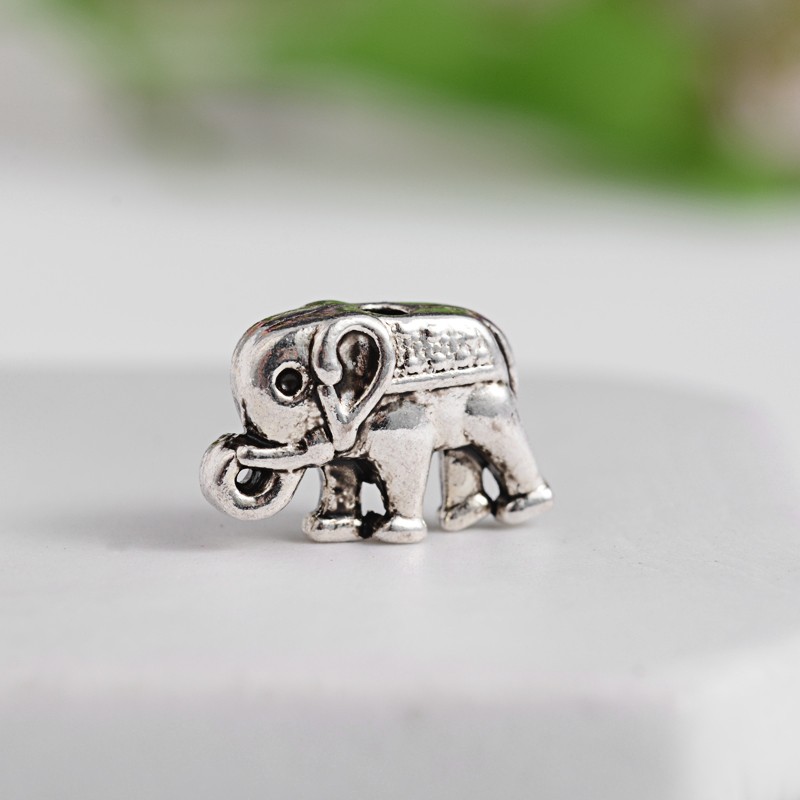 PandaHall Tibetan Style Elephant Zinc Alloy Beads, Antique Silver, 14.5x9x4.5mm, Hole: 2mm Alloy Elephant