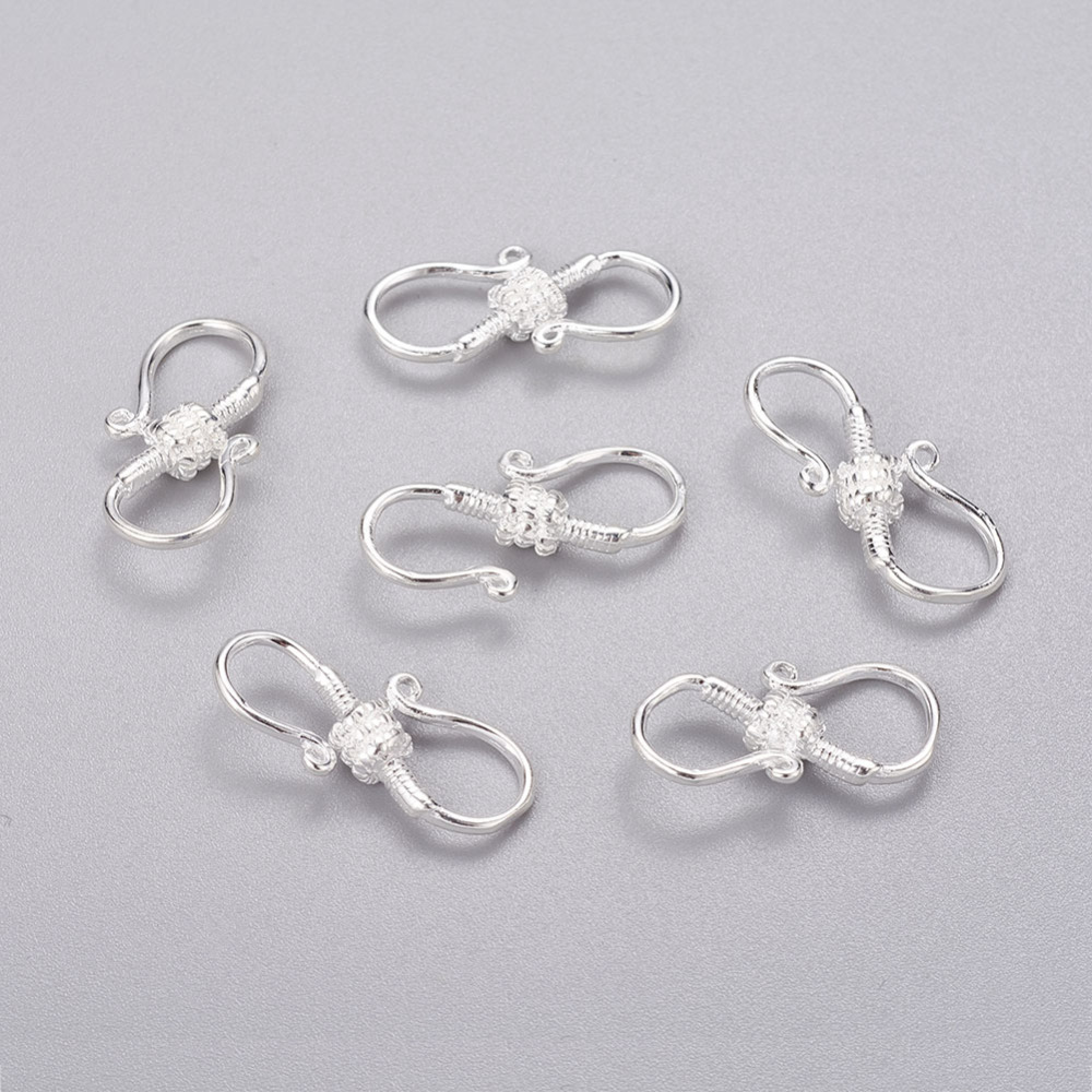 PandaHall Brass S-Hook, Silver, 20~23x10.5x4.5mm Brass Silver