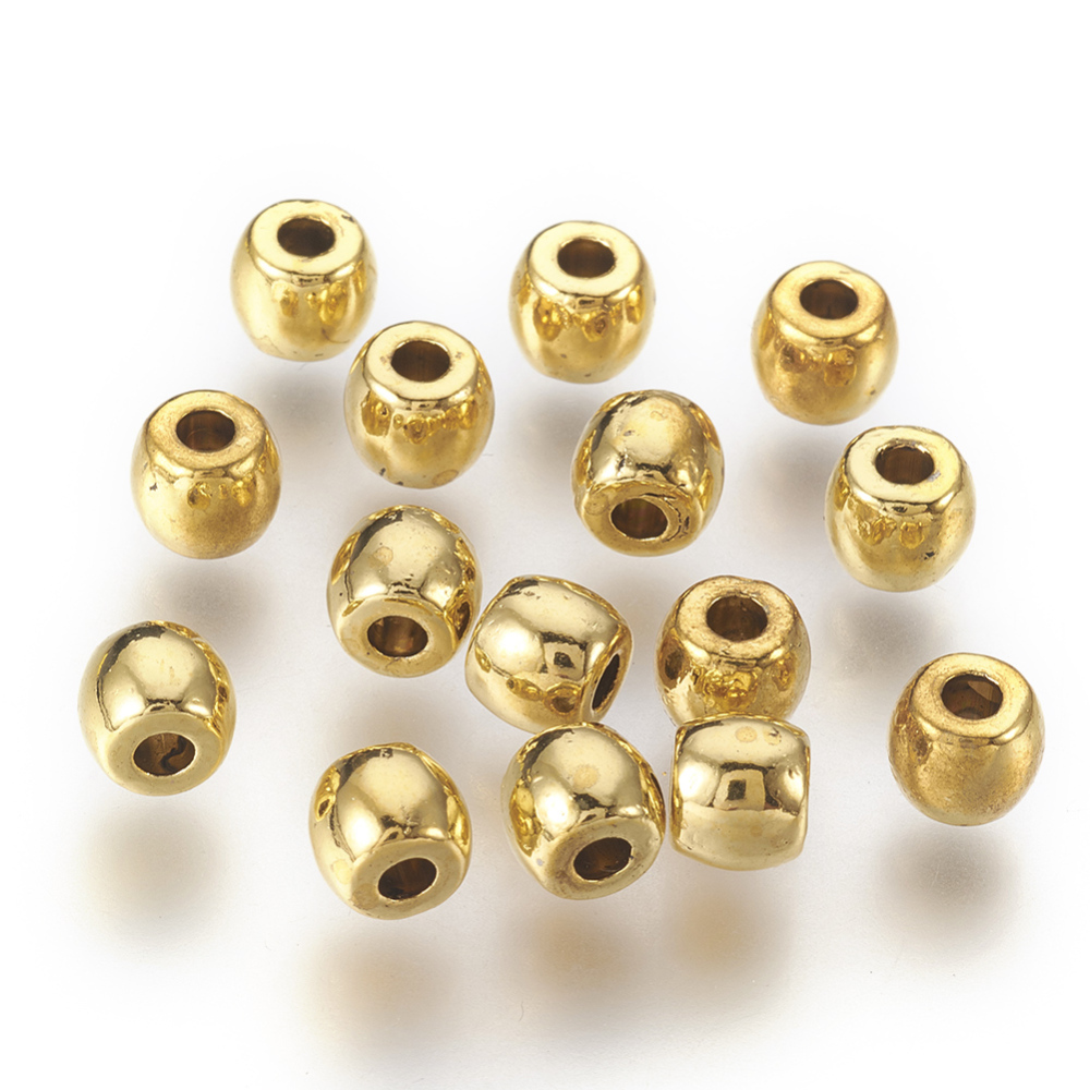 PandaHall Tibetan Silver Beads, Lead Free & Nickel Free & Cadmium Free, Barrel, Antique Golden Color, 6mm in diameter, 5mm thick, hole...