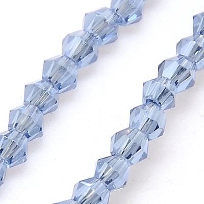 PandaHall Electroplate Glass Beads Strands, Full Plated, Faceted, Bicone, RoyalBlue, 3x3mm, Hole: 1mm; about 150pcs/strand, 13.8" Bicone...