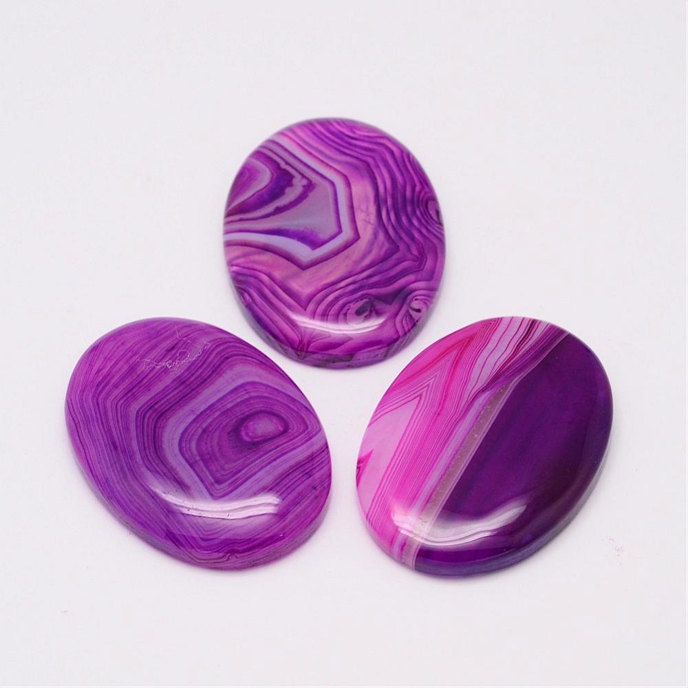 PandaHall Natural Agate Cabochons, Oval, Dyed, 39x29x6mm Natural Agate Oval Purple