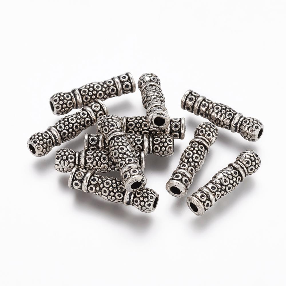 PandaHall Tibetan Silver Tube Beads, Lead Free & Nickel Free & Cadmium Free, Tube, Antique Silver, about 6.2mm wide, 22.5mm long, hole: 3mm...