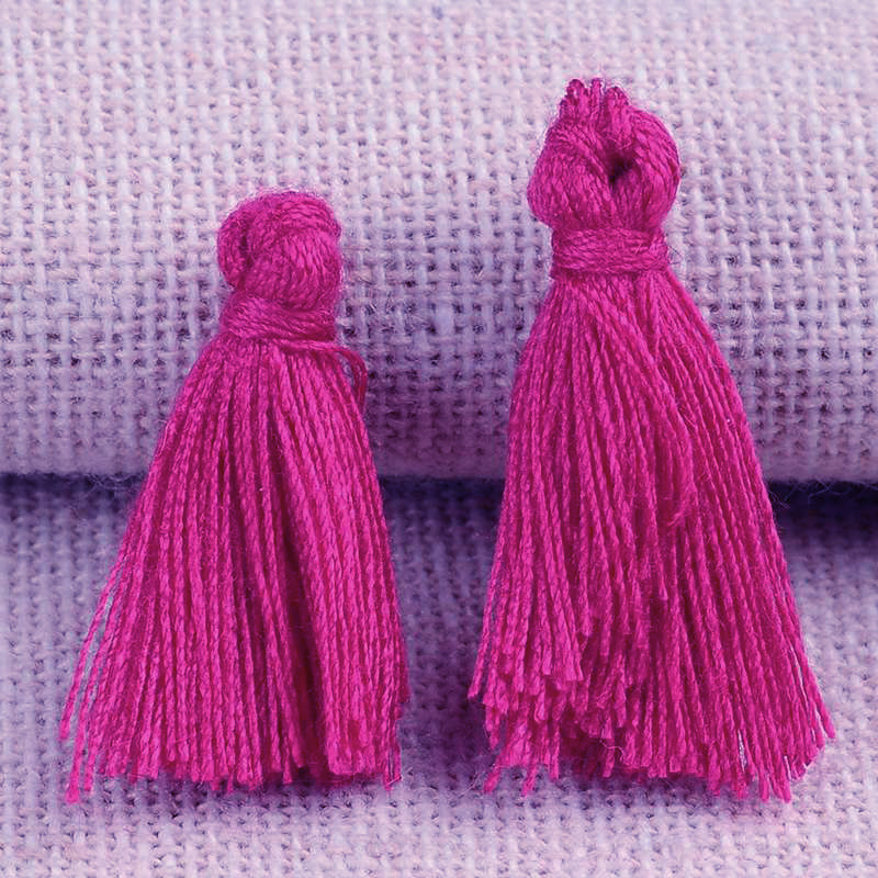 PandaHall Polyester Tassel Pendant Decorations, MediumVioletRed, 26~30x4mm; about 300pcs/bag Polyester Red
