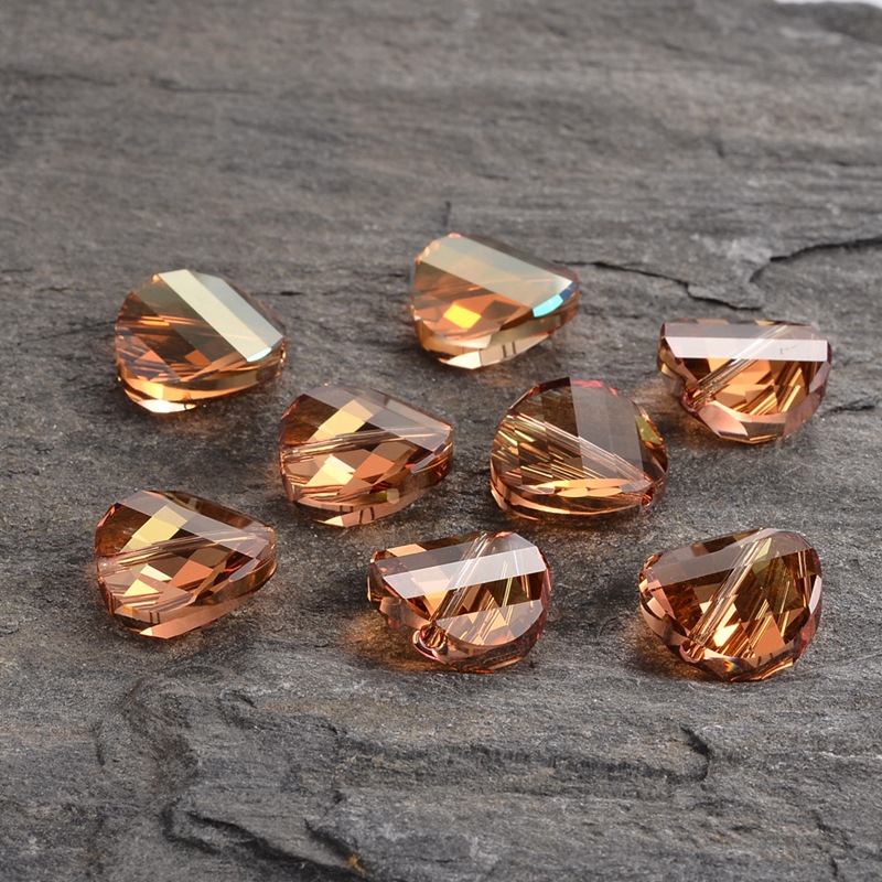 PandaHall Austrian Crystal Beads, Twist, Crystal Copper, about 14mm in diameter, 6mm thick, hole:1.2mm
