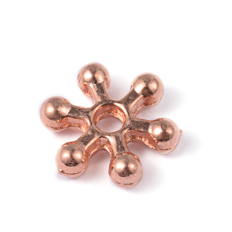 PandaHall Flower Alloy Bead Spacers, Lead Free & Cadmium Free, Rose Gold, 7x2mm, Hole: 1.5mm Alloy Flower
