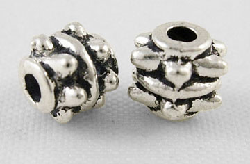 PandaHall Tibetan Style Bead Spacers, Lead Free & Cadmium Free, Tube, Antique Silver, about 5mm in diameter, 5mm long, hole: 1mm Alloy...