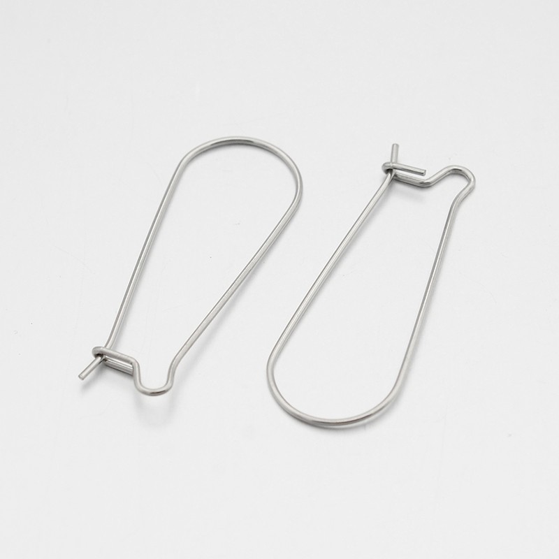 PandaHall 304 Stainless Steel Hoop Earrings Findings Kidney Ear Wires, Stainless Steel Color, 33x12x0.5mm, Pin: 0.7mm Stainless Steel