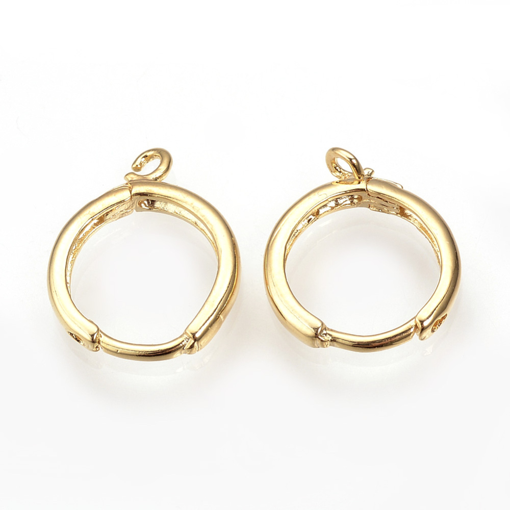 PandaHall Brass Leverback Earring Findings, Real Gold Plated, 17x13.5x2mm, Hole: 1.5mm Brass
