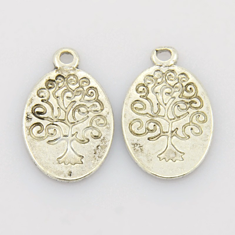 PandaHall Tibetan Silver Pendant, Oval, Lead Free and Cadmium Free, Antique Silver, about 24mm long, 14mm wide, 2mm thick, hole: 2mm Alloy...