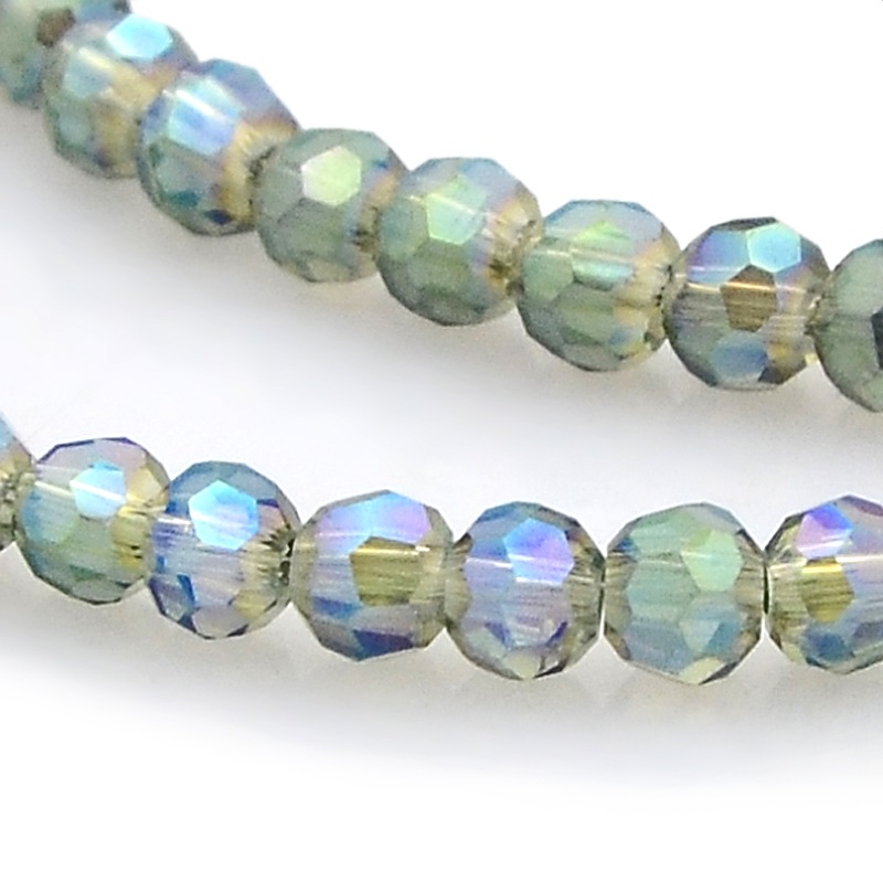 PandaHall Full Rainbow Plated Glass Faceted Round Spacer Beads Strands, CadetBlue, 3mm, Hole: 1mm; about 100pcs/strand, 11.5" Glass Round...