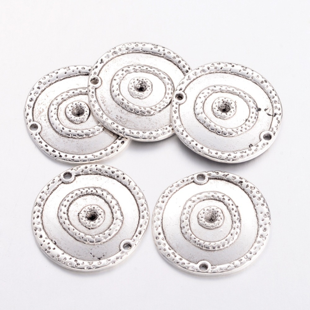 PandaHall Alloy Rhinestone Connector Settings, Lead Free and Cadmium Free, Flat Round, Antique Silver, about 22mm in diameter, 2mm thick...