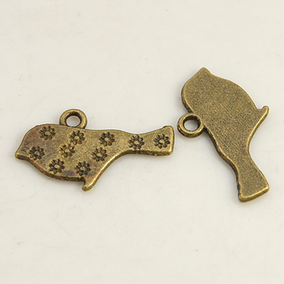 PandaHall Metal Alloy Pendants, Lead Free and Cadmium Free, Bird, Antique Bronze, 21x12x2mm, hole: 2mm Alloy Bird