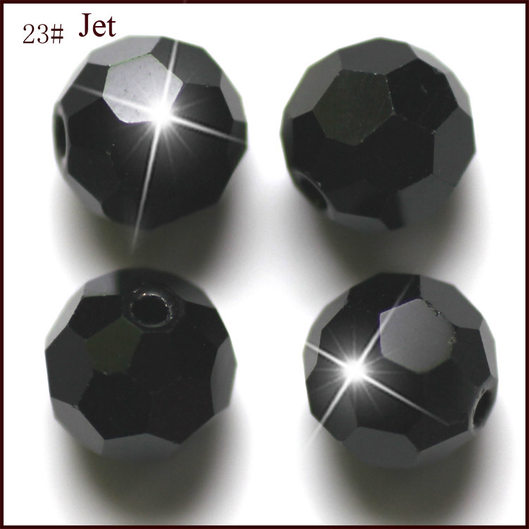 PandaHall Imitation Austrian Crystal Beads, Grade AAA, Faceted, Round, Black, 8mm, Hole: 1mm Glass Round Black