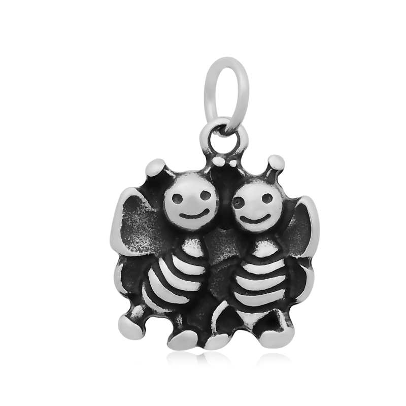 PandaHall Bees 316 Stainless Steel Pendants, Antique Silver, 20x18x4mm, Hole: 5mm Stainless Steel Bees
