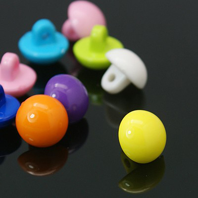 PandaHall Acrylic Shank Buttons, Opaque Acrylic Button Beads, Half Round, Mixed Color, bout 10.5mm in diameter, 10mm thick, hole: 2mm, about...