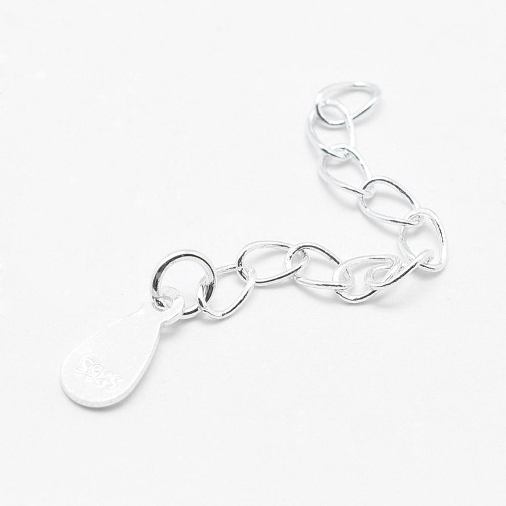 PandaHall 925 Sterling Silver Extender Chains, with Drop Charms, Silver, 40mm Sterling Silver Silver