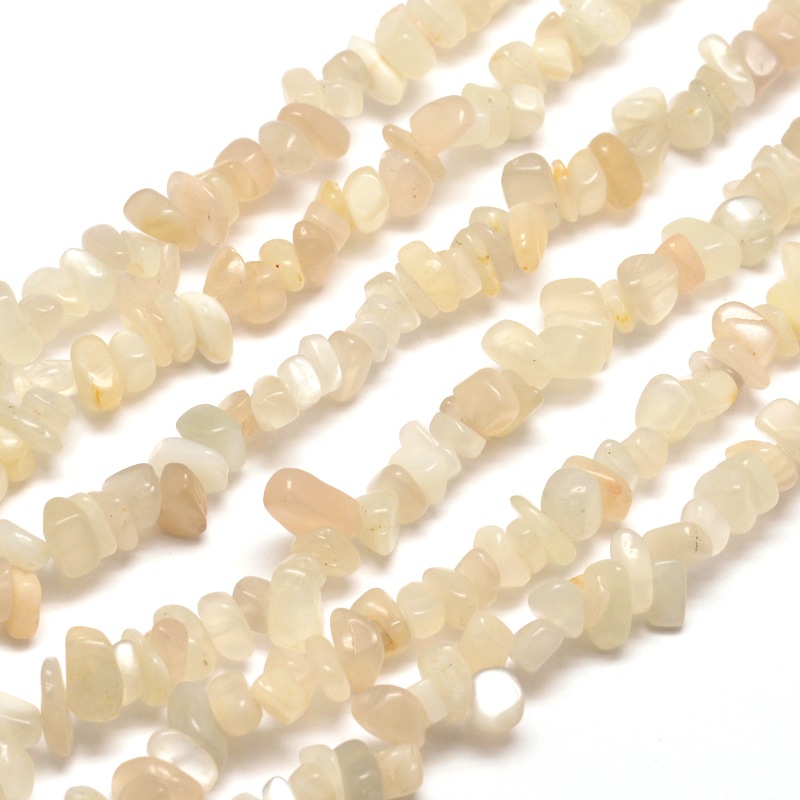 PandaHall Natural White Moonstone Chip Bead Strands, 5~8x5~8mm, Hole: 1mm; about 31.5" Moonstone Chip