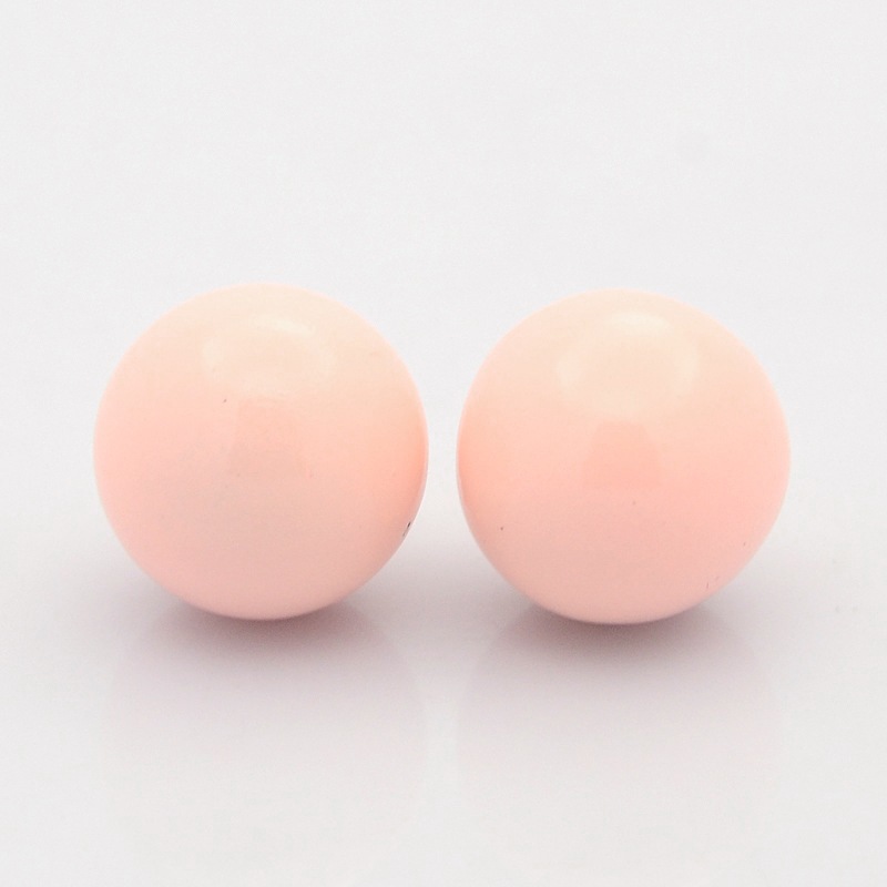 PandaHall No Hole Spray Painted Brass Round Ball Beads Fit Cage Pendants, PeachPuff, 16mm Brass Round Brown