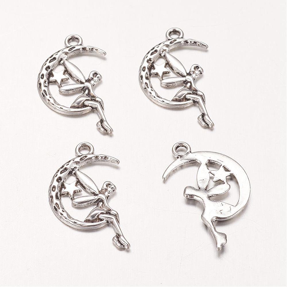 PandaHall Zinc Alloy Fairy Sprite Charms, Characters Pendants in Fairy Tales, Halloween, Lead Free & Nickel Free, Antique Silver, about 25mm...