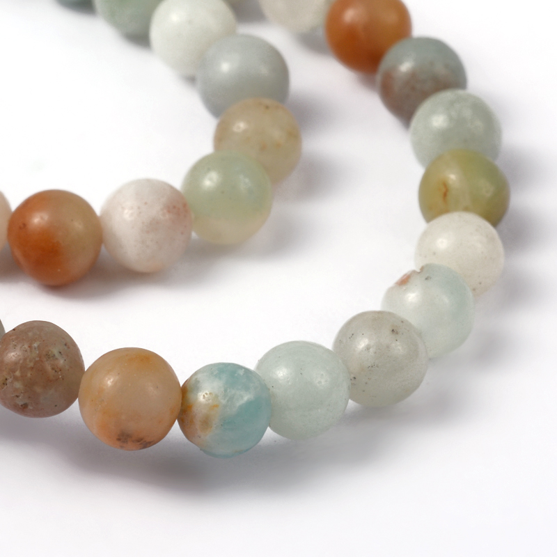 PandaHall Natural Amazonite Round Bead Strands, Amazonite, 6mm, Hole: 1mm; about 63pcs/strand, 15.5" Amazonite Round