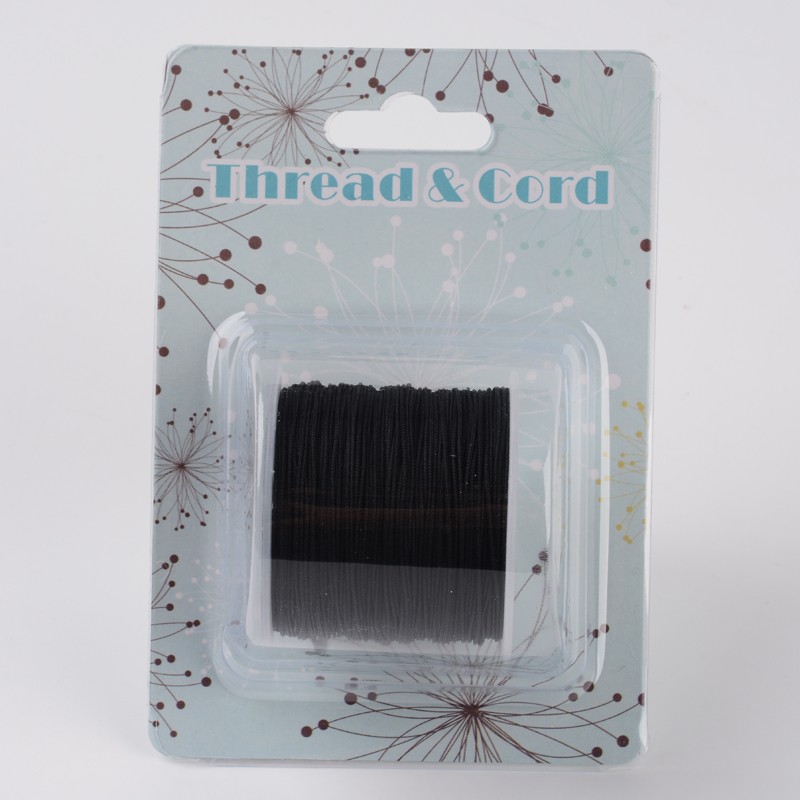 PandaHall Nylon Jewelry Round Thread, with Nylon Wire inside, Black, about 0.8mm in diameter, 30m/roll Nylon Black