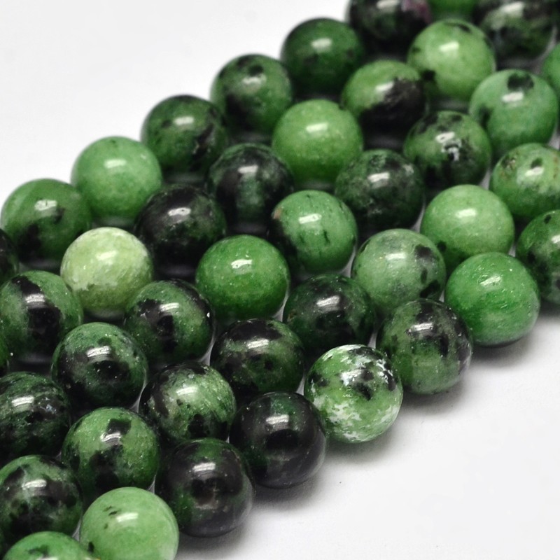 PandaHall Natural Round Ruby in Zoisite Bead Strands, 8mm, Hole: 1mm; about 48pcs/strand, 15.5" Ruby in Zoisite Round