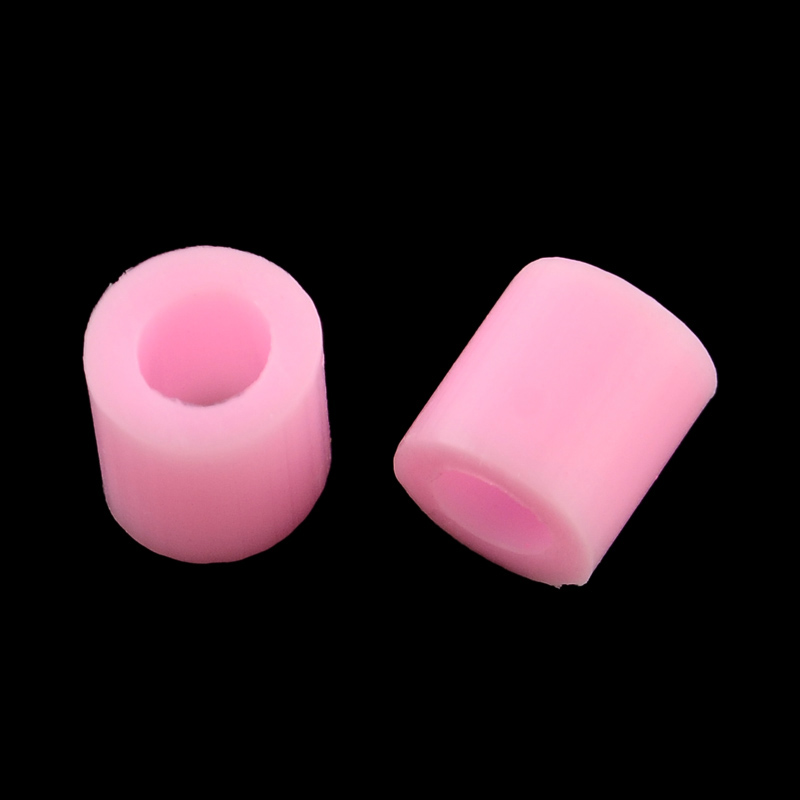 PandaHall PE Fuse Beads, DIY Melty Beads, Tube, PearlPink, 5x5mm, Hole: 3mm Plastic Tube Pink