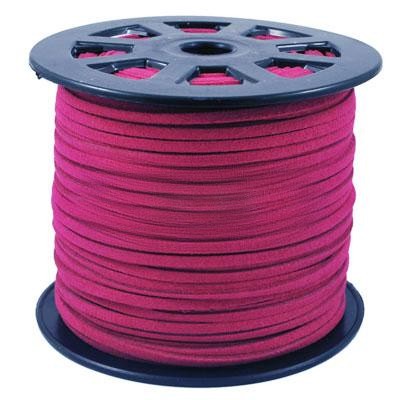 PandaHall Faux Suede Cords, Faux Suede Lace, DeepPink, 4x1.5mm; 100yard/roll Suede Pink