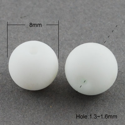 PandaHall Painted Glass Bead Strands, Rubberized Style, Round, White, 8mm; Hole: 1.3~1.6mm; about 100pcs/strand, 31.4" Glass Round White